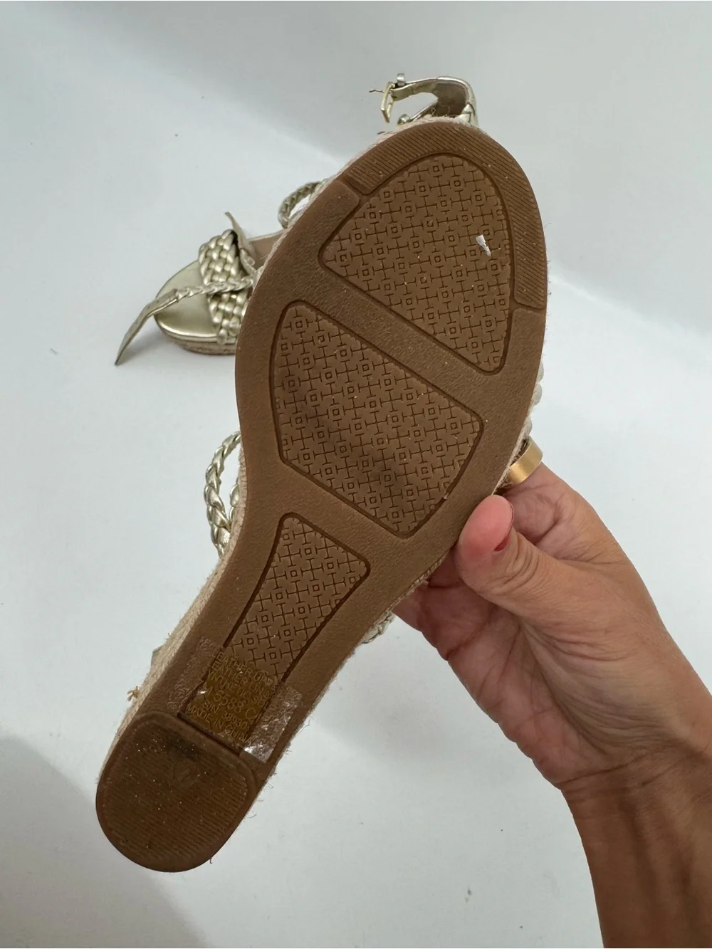 Tory Burch Braided Gold Espadrille Wedge Sandals Size 7M